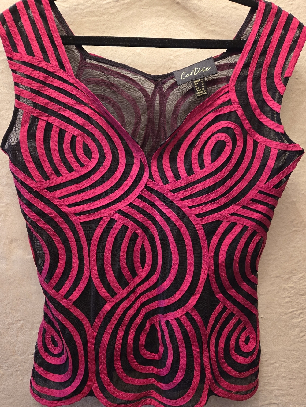 Cartise Black Pink Mesh Ribbon Top 90s Y2K Formal Party Corset Style M L